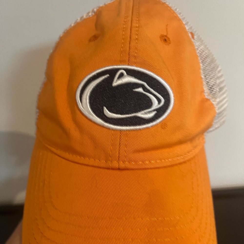 Penn state orange hat. Soft mesh, adjustable strap.